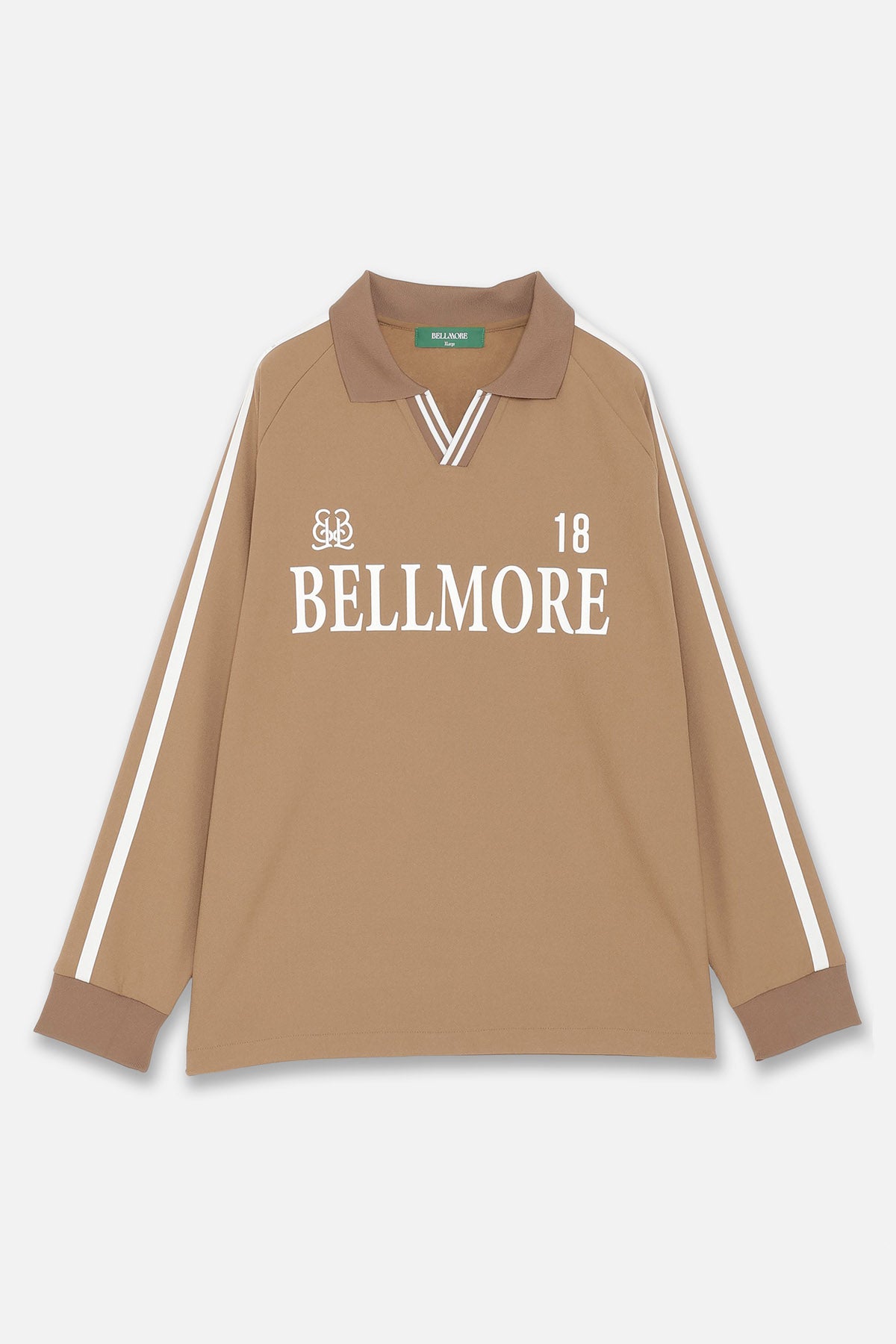 LINE SLEEVE L/S POLO SHIRTS - BEIGE – BELLMORE