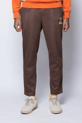 '25 FAUX SUEDE STRETCH PANTS - BROWN