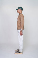 LINE SLEEVE L/S POLO SHIRTS - BEIGE