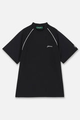 PIPING LOGO S/S MOCK NECK - BLACK