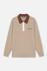STRETCH LS POLO SHIRT - BEIGE