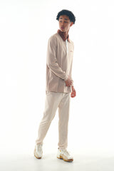 STRETCH LS POLO SHIRT - BEIGE
