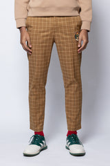 TUCK CHECK PANTS - MUSTARD