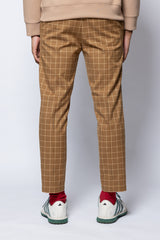TUCK CHECK PANTS - MUSTARD