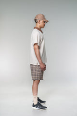 TWO TONE BUTTON POLO SHIRTS - CREAM