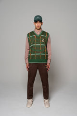 PATTERNED KNIT VEST - GREEN