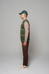 PATTERNED KNIT VEST - GREEN
