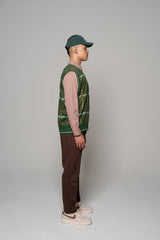 PATTERNED KNIT VEST - GREEN