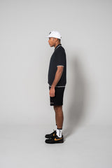 JACQUARD S/S POLO SHIRTS - BLACK