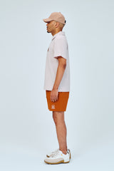 EMBLEM DRY STRETCH SS ZIP POLO SHIRT - CREAM