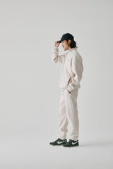 FAUX CASHMERE TRACK JACKET - BEIGE (MODEL SIDE)