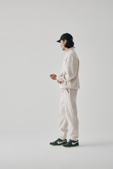 FAUX CASHMERE TRACK PANTS - BEIGE (MODEL SIDE)