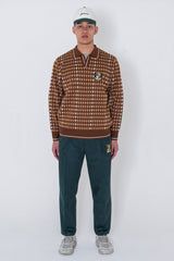 PATTERNED L/S KNIT - BROWN