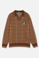 PATTERNED L/S KNIT - BROWN