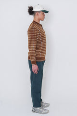 PATTERNED L/S KNIT - BROWN