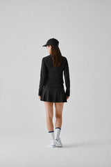 STRETCH FLARE SKIRT - BLACK (MODEL BACK)