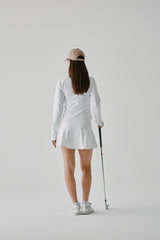 STRETCH FLARE SKIRT - WHITE (MODEL BACK)