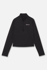 STRETCH HALF ZIP MOCKNECK - BLACK (FRONT)