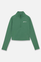STRETCH HALF ZIP MOCKNECK - GREEN (FRONT)