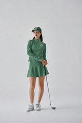 STRETCH HALF ZIP MOCKNECK - GREEN (MODEL FRONT)