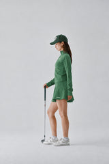 STRETCH HALF ZIP MOCKNECK - GREEN (MODEL SIDE)