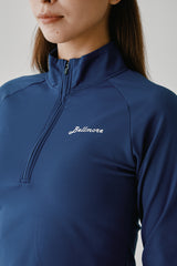 STRETCH HALF ZIP MOCKNECK - NAVY (MODEL UP)
