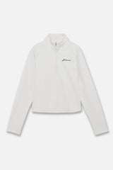 STRETCH HALF ZIP MOCKNECK - WHITE (FRONT)
