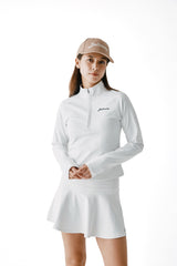 STRETCH HALF ZIP MOCKNECK - WHITE (MODEL TOP)