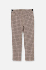 TUCK CHECK PANTS - BEIGE