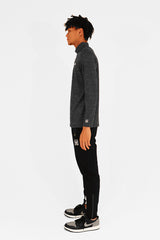 MOCKNECK LS ZIP JERSEY - CHARCOAL