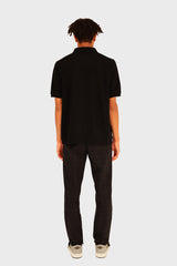 EMBLEM SS ZIP POLO SHIRTS - BLACK