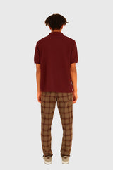 EMBLEM SS ZIP POLO SHIRTS - BURGUNDY