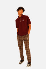 EMBLEM SS ZIP POLO SHIRTS - BURGUNDY