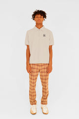EMBLEM SS ZIP POLO SHIRTS - CREAM