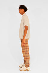 EMBLEM SS ZIP POLO SHIRTS - CREAM