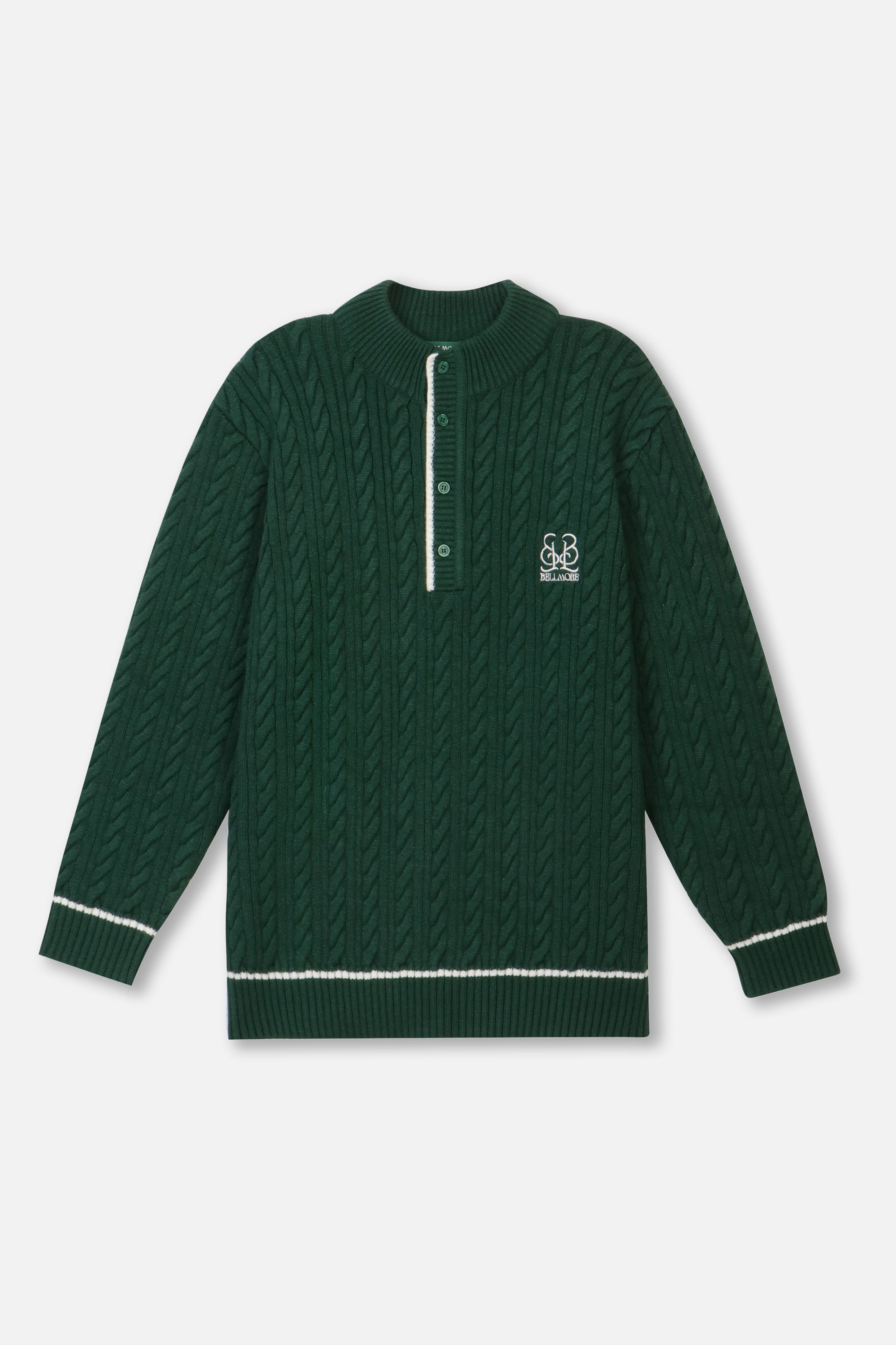 LOGO LS QUARTER BUTTON KNIT - GREEN – BELLMORE
