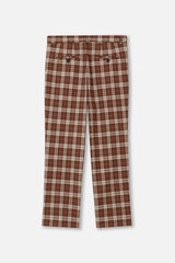 EMBLEM CHECK STRETCH PANTS - BEIGE