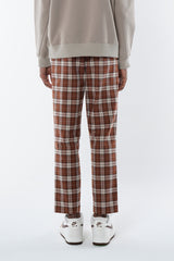 EMBLEM CHECK STRETCH PANTS - BEIGE