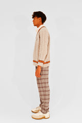 EMBLEM LS V-NECK KNIT - CREAM