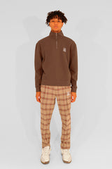 EMBLEM LS ZIP MOCKNECK - BROWN