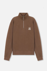 EMBLEM LS ZIP MOCKNECK - BROWN