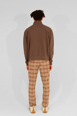 EMBLEM LS ZIP MOCKNECK - BROWN