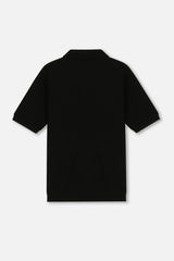 EMBLEM SS ZIP POLO SHIRTS - BLACK
