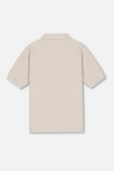 EMBLEM SS ZIP POLO SHIRTS - CREAM