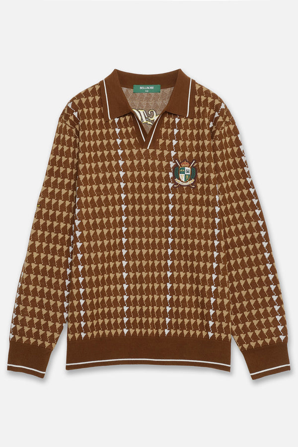FRANCK MULLER×BELLMORE COLLAB PATTERNED L/S KNIT - BROWN