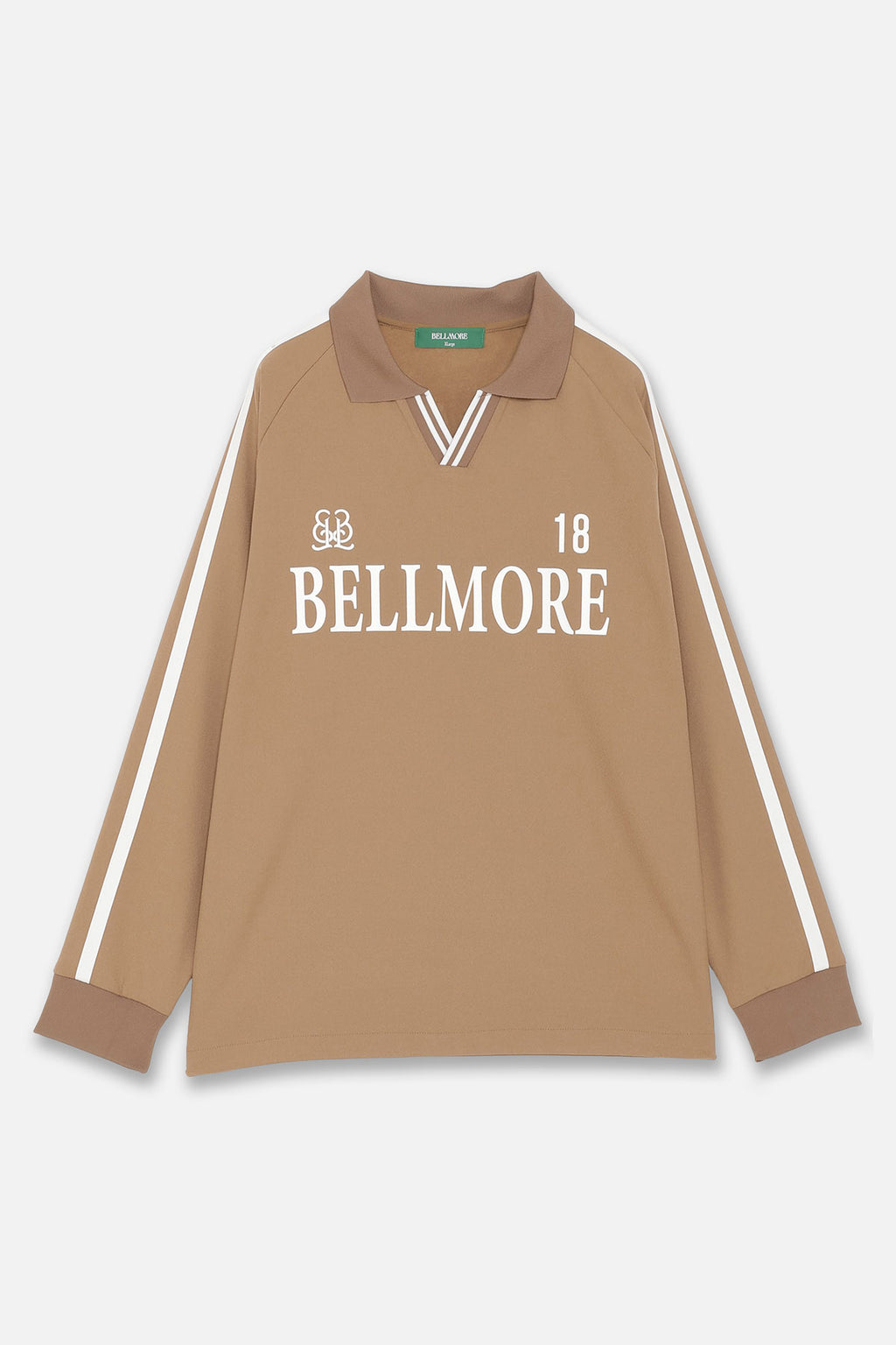 LINE SLEEVE L/S POLO SHIRTS - BEIGE – BELLMORE