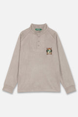 EMBLEM BUTTON L/S MOCKNECK - GREY