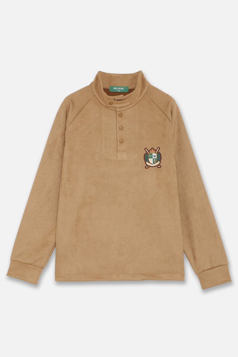 EMBLEM BUTTON L/S MOCKNECK - BROWN