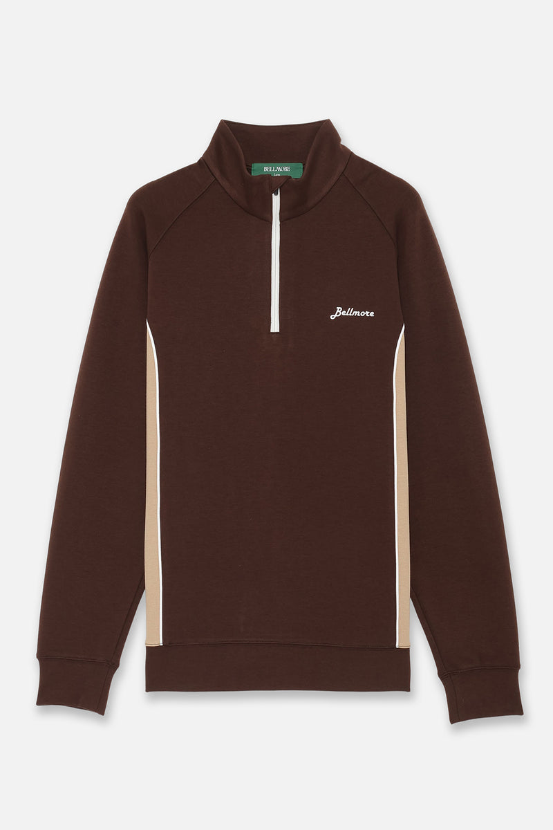 DUALWARM LS ZIP MOCKNECK - BROWN