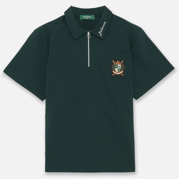 BELLMORE ベルモア　ハーフジップ　ポロシャツ　グリーン　ゴルフ　M HALF ZIP SS MOCKNECK - GREEN – BELLMORE